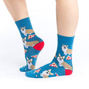 Good Luck Sock Women's Corgi Pizza Dog Socks, Adult