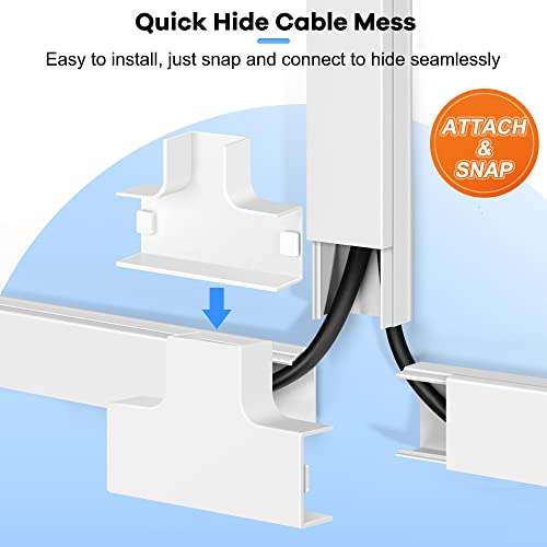 125.6in Cord Hider Kit, ZhiYo Cord Covers for Wall Mounted Tv, Paintable Wire Cover for Cords, Tv Cable Hider Wall Kit, Cord Concealer, Cable Cover Management, 8xl15.7in w0.95in h0.55in White CMR2302