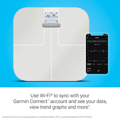 Garmin Index S2, Smart Scale with Wireless Connectivity, Measure Body Fat, Muscle, Bone Mass, Body Water% and More, White (010-02294-03)