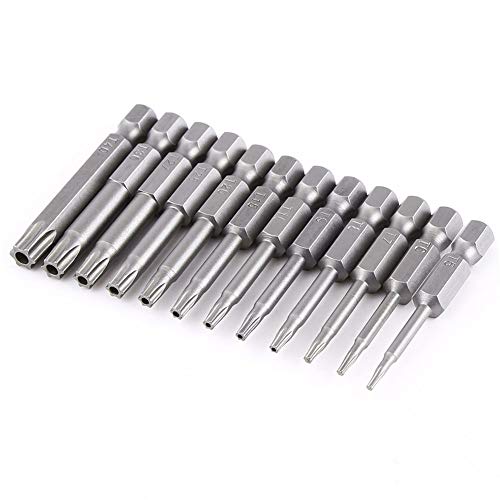 Yakamoz Torx Driver Set, 12pcs 1/4 Inch Hex Shank T5-T40 Torx Head Screw Driver Bit Set with Security Tamper Proof Star 6 Point Screwdriver Kit Tools