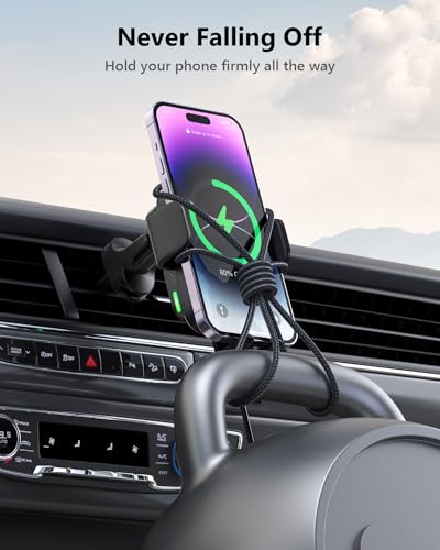 SooPii Dual Coils Wireless Car Charger,15W Fast Smart Alignment Wireless Charging Car Mount, Full Auto-Clamping Car Phone Holder Charger for lPhone 15/14 Pro,Samsung Galaxy Z Fold4/3/Flip4/3/S23