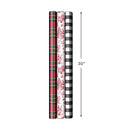 Hallmark Holiday Plaid Wrapping Paper with Cutlines and Optional DIY Bow Templates on Reverse (3 Rolls: 120 Sq. Ft. Ttl) Red Toile, Black and White Buffalo Check, Christmas Plaid