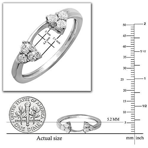 0.30 Carat (ctw) 14K White Gold Round Diamond Ladies Anniversary Wedding Ring Matching Guard Band 1/3 CT (Size 8)