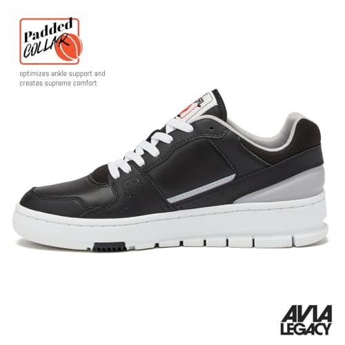 Avia 816 Men’s Basketball Shoes, Low Top Retro Sneakers for Indoor or Outdoor, Street or Court, Sizes 7 to 16, Black/White Trim, 14.5 Women/13 Men