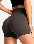 YEOREO Buttery Workout Shorts for Women High Waist Running Biker Shorts Spandex Scrunch Gym Yoga Shorts, Coffee, Small