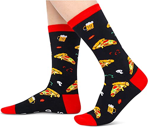 Zmart Women's Pickle Book Socks, Funny Pickle Gifts, Novelty If You Can Read This Bring Me Socks, Pizza Black, Medium