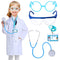 Yewong Kids Doctor Costume Science Lab Coat Medical Playset with Stethoscope, Eyeglasses,Double-sided ID Card for Child Doctor Scientist Costume Role Play Dress Up Age 3-10