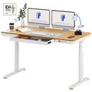 FLEXISPOT Q8 55" Bamboo Desktop w/Wireless Charging, Electric Standing Desk with Drawers, Dual Motor 3 Stages Sit Stand up Desk with Cable Management Tray (White Oval Legs + Bamboo Top, 2 Packages)