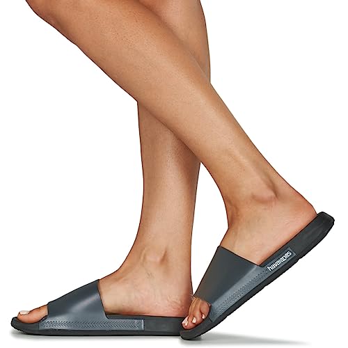 Havaianas Unisex's Slide Classic Metallic Flip-Flop, Black, 10 US