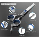 Dog Grooming Scissors Kit with Safety Round Tips, Stainless Steel Professional Dog Grooming Shears Set - Thinning, Straight, Curved Shears and Comb for Long Short Hair for Dog Cat Pet