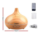 Devanti Aroma Diffuser, 300ml Wood Grain Air Humidifier Purifier Essential Oils Car Freshener Vaporizer Aromatherapy Diffusers Scent Booster Home Office Bedroom Humidifiers Steam, 7 Led Light