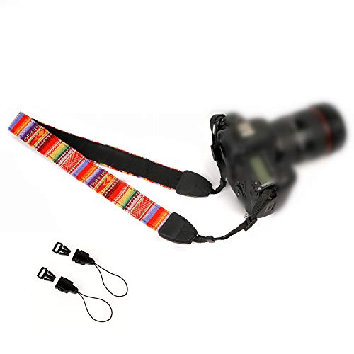 WANBY Camera Strap Canvas Rainbow Neck Shoulder Strap with Quick Release Buckles for DSLR SLR