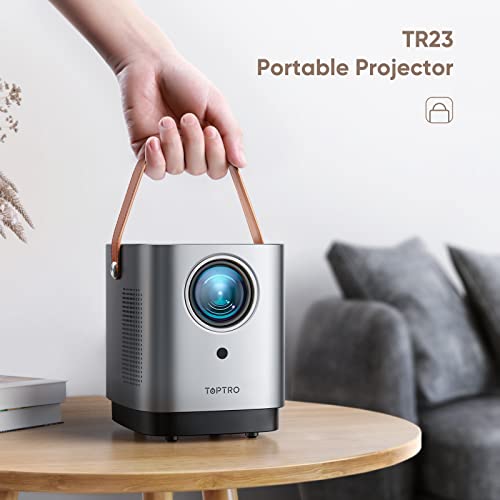 TOPTRO Mini Projector, 9500 Lumen Portable Projector 1080P Supported, 5G WiFi Bluetooth Projector with Touch Screen Buttons, Wireless Mirroring Projector for PC/Smartphone/PS5/TV Stick