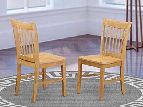 East West Furniture NFC-OAK-W Dining Chair Set with Wood Seat Oak Finish Set of 2
