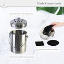 Zenify Earth Stainless Steel Compost Bin Kitchen Countertop 5L - Odourless Double Charcoal Caddy - Australian Owned