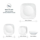 Corelle Cherish 16pc, Service for 4, Dinnerware Set, 8 Plates 8 Bowls, Chip & Break Resistant, Dinner Plates and Dinner Bowls, Corelleware Plates, White