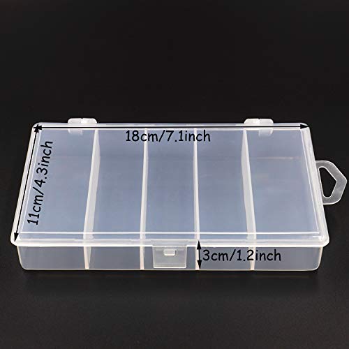 Honbay Clear Visible Plastic Fishing Tackle Accessory Box Fishing Lure Bait Hooks Storage Box Case Container Jewelry Making Findings Organizer Box Storage Container Case (M:7"x4.3"x1.2")