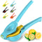 Zulay Metal 2-In-1 Lemon Lime Squeezer - Hand Juicer Lemon Squeezer - Max Extraction Manual Citrus Juicer (Blue Yellow)