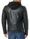 GUESS Men's Faux Leather Hooded Moto Jacket, Black, Medium