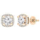 1.10 Carat (Ctw) 10K Yellow Gold Round White Diamond Ladies Halo Stud Earrings 1/10 CT