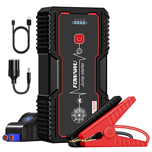 FOWAWU 18000mAh 1500A Car Jump Starter,Water-Resistant Jump Starter Battery Pack(7.0L Gas,5.5L Diesel) ,Battery Jumper Starter Portable with USB/DC 12V Output/LED Light