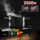 Duronic Hot Plate HP2BK | Table-Top Cooking | 2500W | Black Steel Electric Double Hob with Handles | 2 Cast Iron Portable Hob Rings 1500W & 1000W | for Warming | Cooking |Boiling | Fryer