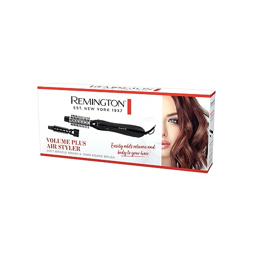 Remington Volume Plus Air Styler, AS500AU, 500W (AU Plug), Dries and Styles Hair, Ceramic Technology, Variable Heat/Speed Settings, 2 Interchangeable Bristle Brush Attachments, Black
