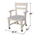 International Concepts Dining Chair with Casters, Unfinished