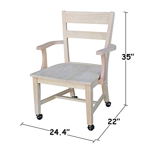 International Concepts Dining Chair with Casters, Unfinished