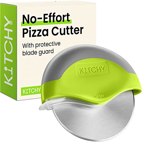 (Green) - Kitchy Pizza Cutter Wheel - Super Sharp and Easy To Clean Slicer, Kitchen Gadget with Protective Blade Guard (Green)