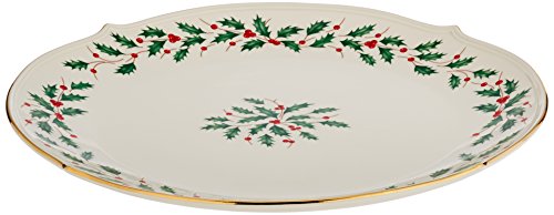Lenox 830142 Holiday Round Serving Platter, Red & Green, 3.0 LB