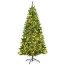1.5m/1.8m/2.1m Christmas Tree, Hinged Artificial Christmas Tree w/ 150/250/350 LED Lights, 408/498/724 Tips, Red Berries & Brown Pine Cones, Festival Decoration Tree, Perfect for Indoor & Outdoor Applications (2.1M)