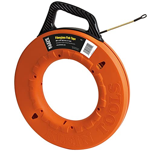 Fish Tape 200-Foot is Non-Conductive Fiberglass, Flexible for Conduit Measuring as Pull Line; Klein Tools 56014