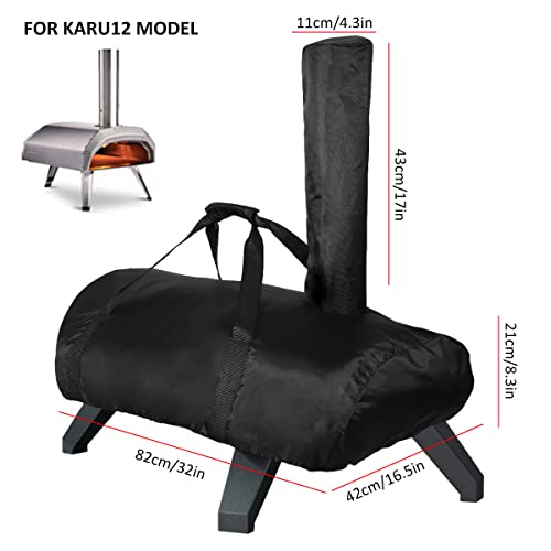 Pizza Oven Cover Compatible with Ooni Karu 12, Portable Pizza Oven Cover, 420D Fabric Waterproof Pizza Oven Cover, Heavy Duty Weather Resistant Outdoor Carry Cover