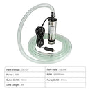 Stainless Steel Transfer Pump 12 V 51 mm Water Pump Submersible Pump for Car Diesel Oil Fuel Transfer Pump with Cigarette Lighter Removable Filter 3 m Cable + PVC Transparent Hose