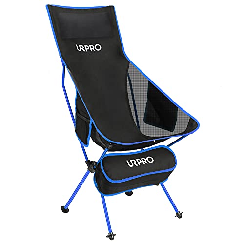 Outdoor Camping Chair Portable Lightweight Folding Camp Chairs with Headrest High Back for Outdoor Hiking Travel Picnic Fishing Backpacking Blue