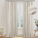 100% Blackout Shield Linen Blackout Curtains 108 Inches Long 2 Panels Set, Clip Rings/Rod Pocket Blackout Curtains, Black Out Curtains & Drapes for Bedroom, 50 inches Wide Each Panel, Cream