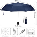 Anntrue Windproof Travel Umbrella, 10 Ribs Lightweight Umbrella for Women and Men Teflon Coating with Auto Open Close Button, Zipper Pouch (Blue)