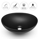 Luxsuite Bathroom Basin Bathroom Sink Vessel Wash Basin Washing Vanity Bowl Above Counter Hand Toilet Bath Countertop Oval Ceramic Basin Black