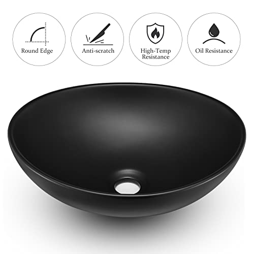 Luxsuite Bathroom Basin Bathroom Sink Vessel Wash Basin Washing Vanity Bowl Above Counter Hand Toilet Bath Countertop Oval Ceramic Basin Black