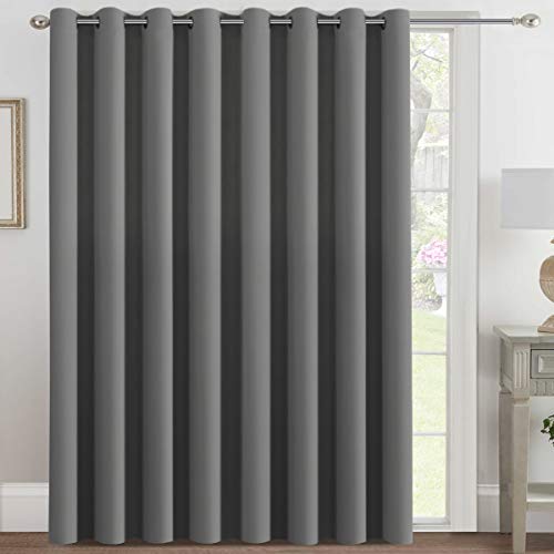 Smarcute Blackout Curtain Extra Wide Blackout Curtain Draperies for Bedroom/Living Room/Sliding Glass Door, Eyelet Top Energy Saving Single Piece 254cm Wide by 213cm Drop, Dove Grey