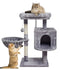 SYANDLVY Small Cat Tree for Indoor Cats, Activity Cat Tower with Scratching Post for Kittens, Climbing Stand with Basket & Condo for Play Rest (Grey)
