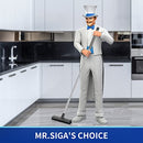 MR.SIGA Floor Scrub Brush with Long Handle, 2 in 1 Floor Scrubber and Squeegee for Cleaning Bathroom, Patio, Garage, Wall, Tile Scrub Brush with Stiff Bristles