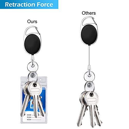 6 Pcs Retractable Badge Holders with 10 Pcs Waterproof Transparent Card Holder, SENHAI Carabiner Belt Clip Split Ring and Vertical Style Clear ID Card Holders