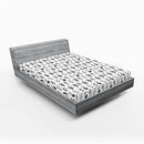 Ambesonne Animal Print Fitted Sheet, Little French Bulldog Puppies Inside Coffee Cups Dog Paws Pet Love, Bed Cover with All-Round Elastic Deep Pocket for Comfort, King Size, Charcoal Grey White