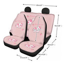 ZPINXIGN Strawberry Cow Seat Cover with Steering Wheel Cover Cute Car Seat Cover Full Set for Women Pink Car Accessories Bench Seat Cover for Truck,Seat Belt Strap Pad,Car Coasters,Keychains