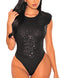 MAYFASEY Women's Long Sleeve Bodysuit Sheer Mesh Sexy Leotard Bodysuit Body Tops, 11# Black, Medium