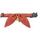 PetSoKoo Unique Bunny Ears Bowtie Cat Collar, Japan Traditional Lucky Pendant Gold Bell. Safety Breakaway, Light Weight, Soft, Durable. Quick Release Easy Adjustable (Standard, Red)