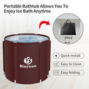 Ice Bath Tub for Athletes Portable Cold Plunge Tub Ice Bath Cold Plunge Tub Outdoor Ice Barrel Ice Bath Tub For Adults Cold Therapy Tub for Recovery (BY9001 New reddish brown-29.5"Φ x 26.8"H)