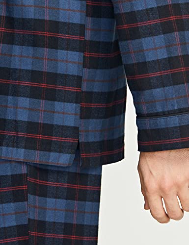 CQR Men's 100% Cotton Plaid Flannel Pajama Set, Brushed Soft Lounge & Sleep PJ Top & Bottom with Pockets HPJ200-NBL_Medium